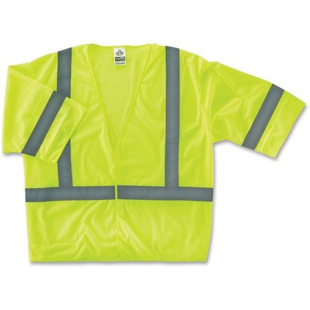 GLOWEAR Safety Vest, Economy, Type R, Class 3, Hook/Loop, L/XL, Lime EGO22025
